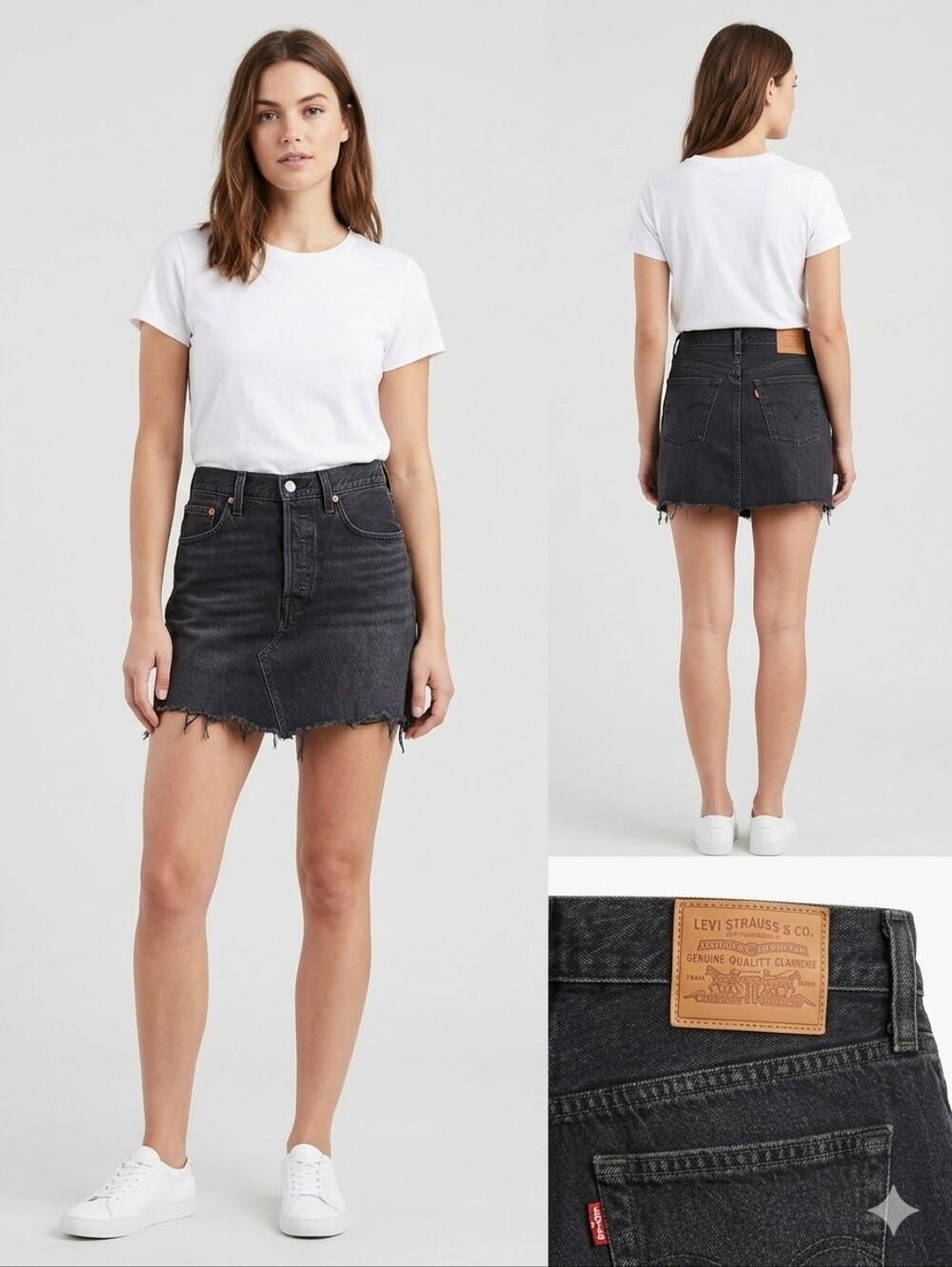 Levi’s Premium 501 Original Cutoff Denim Mini Skirt Black Wash W30